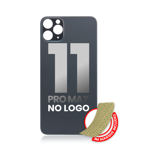 Vidrio trasero con adhesivo 3M compatible con iPhone 11 Pro Max (sin logotipo / orificio para cámara grande) (gris espacial) 