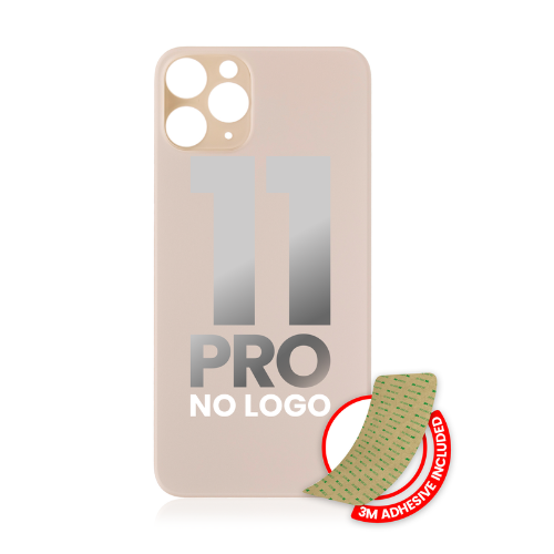 Vidrio trasero con adhesivo 3M compatible con iPhone 11 Pro (sin logotipo / orificio para cámara grande) (dorado) 