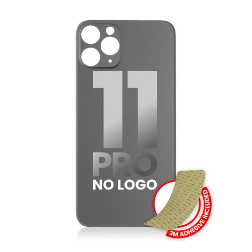 Vidrio trasero con adhesivo 3M compatible con iPhone 11 Pro (sin logotipo / orificio para cámara grande) (gris espacial) 