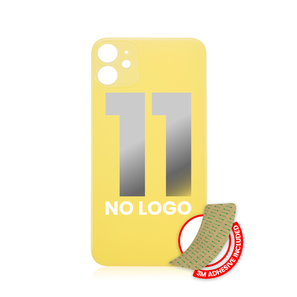 Vidrio trasero con adhesivo 3M compatible con iPhone 11 (sin logotipo / orificio para cámara grande) (amarillo) 