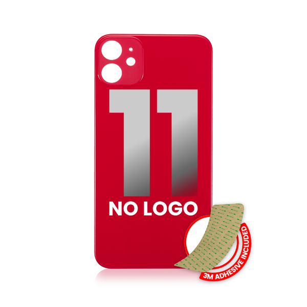 Vidrio trasero con adhesivo 3M compatible con iPhone 11 (sin logotipo / orificio para cámara grande) (rojo) 