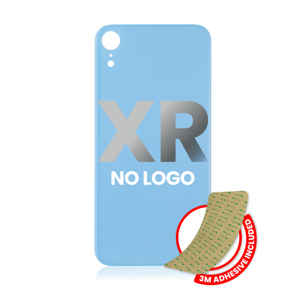 Vidrio trasero con adhesivo 3M compatible con iPhone XR (sin logotipo / orificio para cámara grande) (azul) 