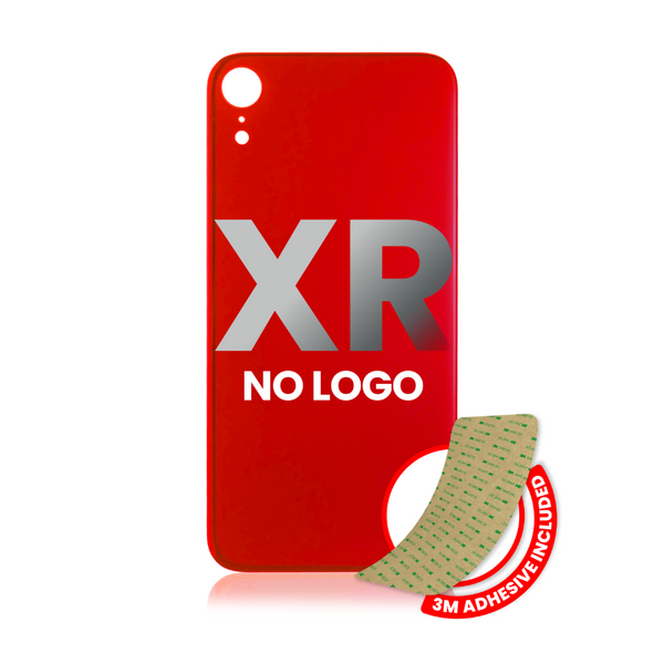 Vidrio trasero con adhesivo 3M compatible con iPhone XR (sin logotipo / orificio para cámara grande) (rojo) 