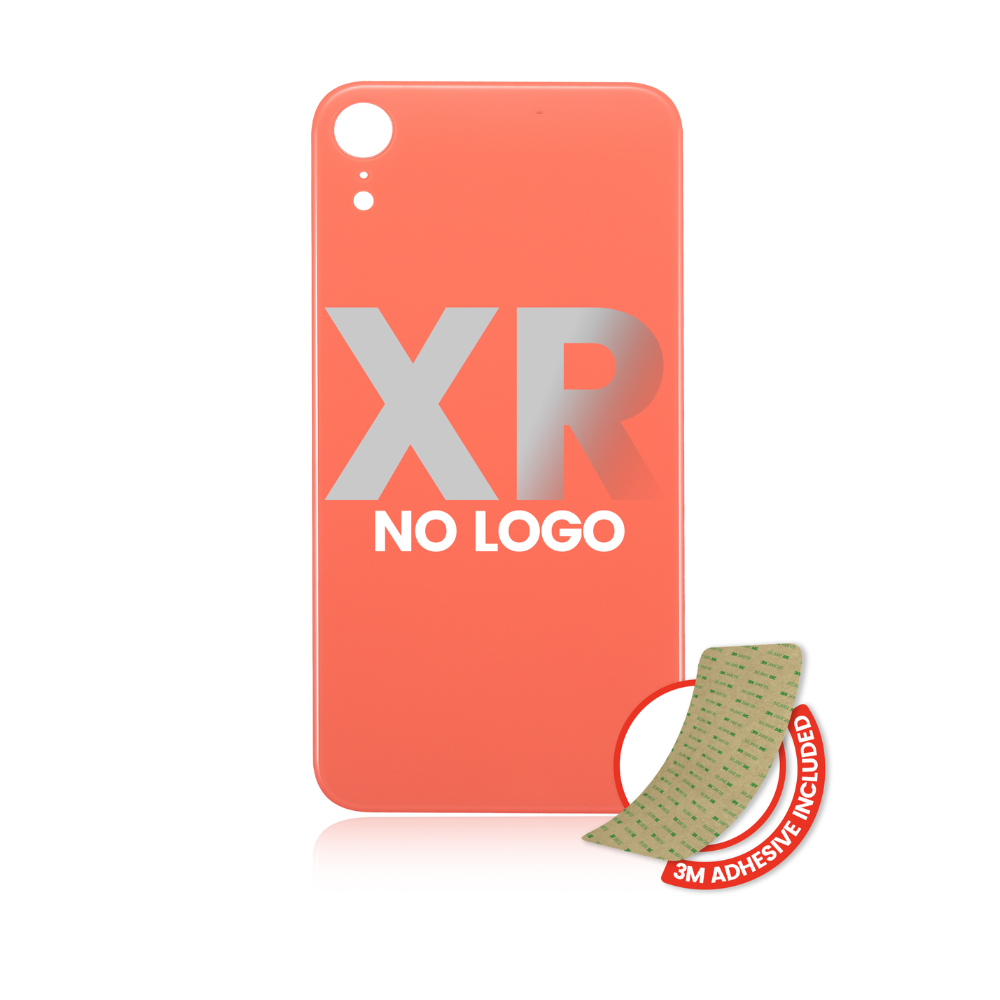 Vidrio trasero con adhesivo 3M compatible con iPhone XR (sin logotipo/agujero grande para cámara) (coral) 