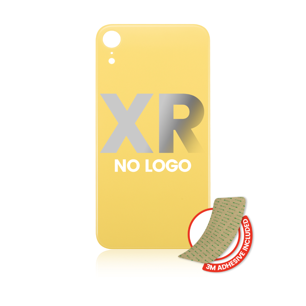 Vidrio trasero con adhesivo 3M compatible con iPhone XR (sin logotipo / orificio para cámara grande) (amarillo) 