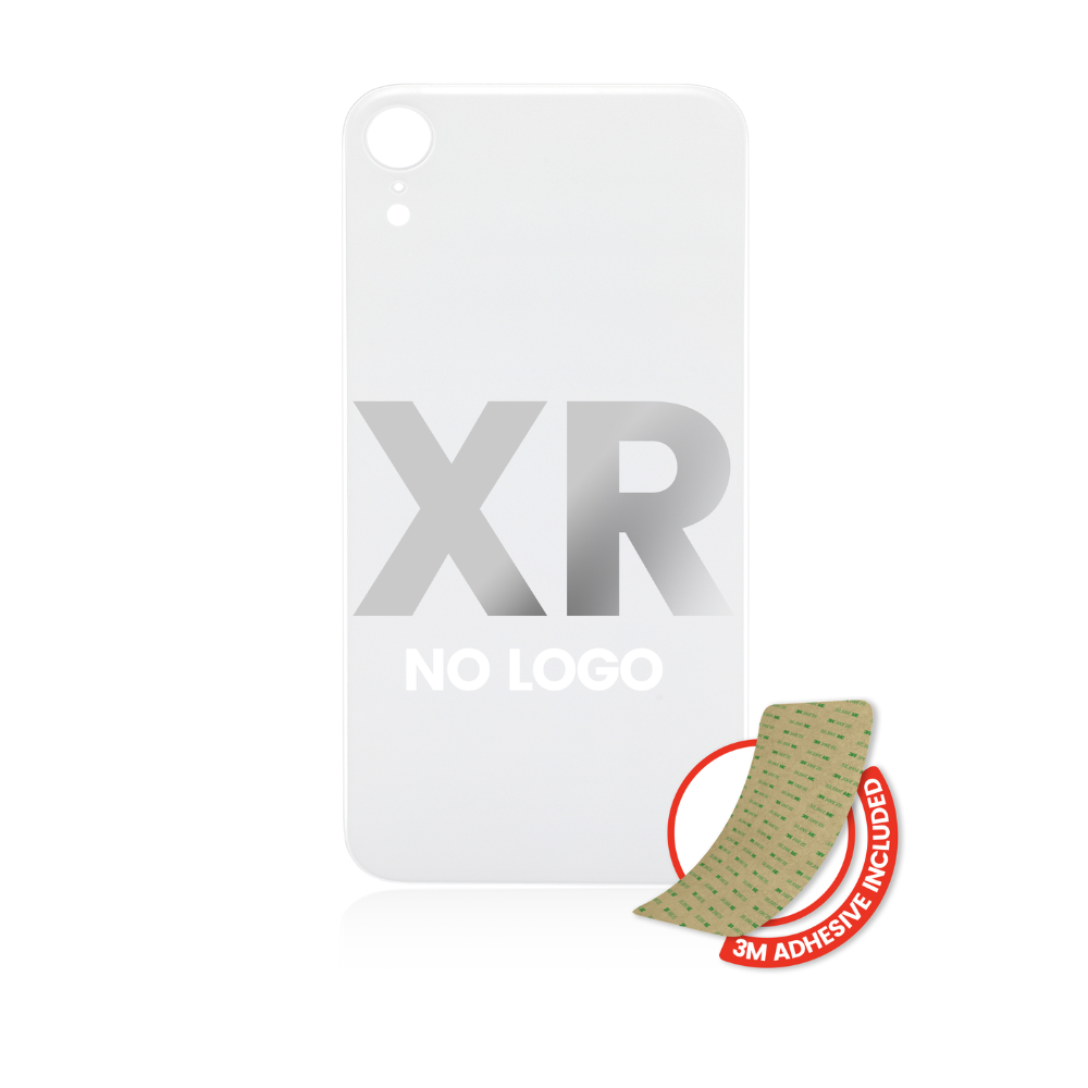 Back Glass With 3M Adhesive Compatible For IPhone XR (No Logo / Large Camera Hole) (White)