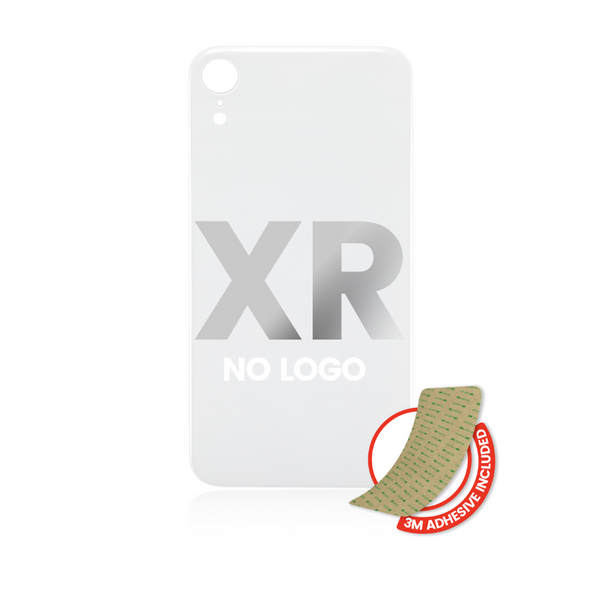 Vidrio trasero con adhesivo 3M compatible con iPhone XR (sin logotipo / orificio para cámara grande) (blanco) 