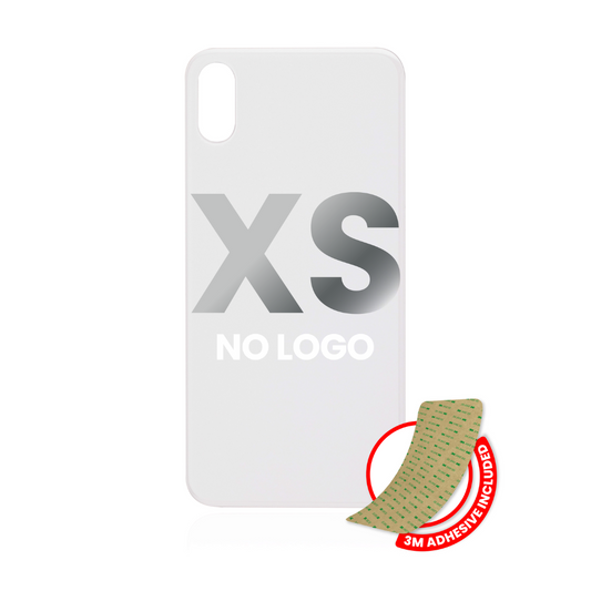 Back Glass With 3M Adhesive Compatible For IPhone XS (No Logo / Large Camera Hole) (Silver)