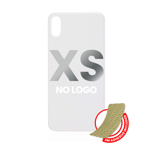 Vidrio trasero con adhesivo 3M compatible con iPhone XS (sin logotipo / orificio para cámara grande) (plateado) 