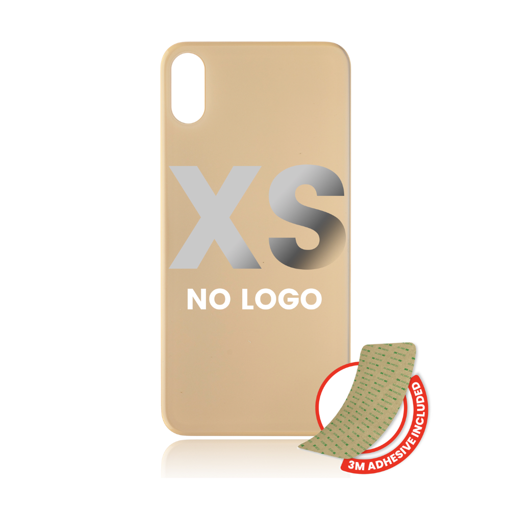 Vidrio trasero con adhesivo 3M compatible con iPhone XS (sin logotipo / orificio para cámara grande) (dorado) 