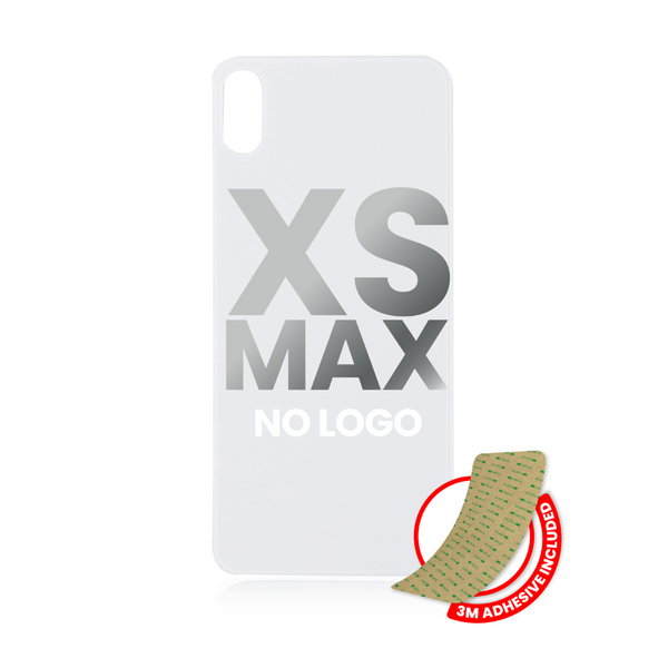 Vidrio trasero con adhesivo 3M compatible con iPhone XS Max (sin logotipo / orificio para cámara grande) (plateado) 