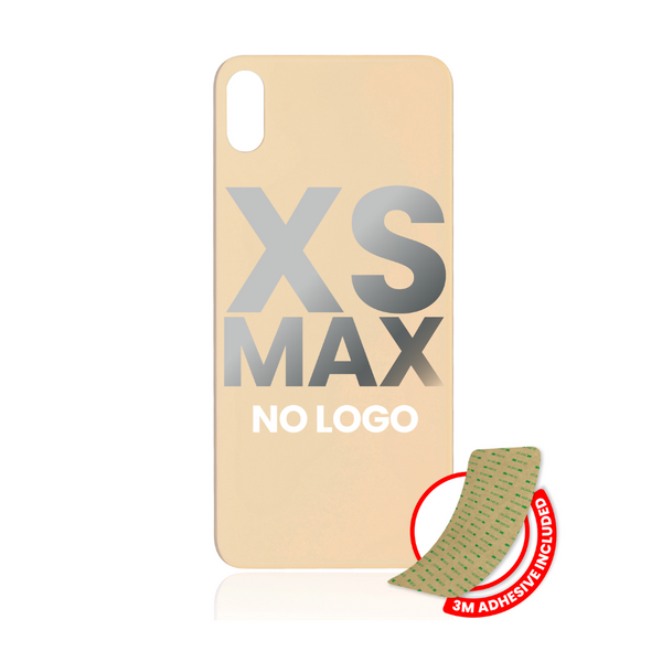 Vidrio trasero con adhesivo 3M compatible con iPhone XS Max (sin logotipo / orificio para cámara grande) (dorado) 