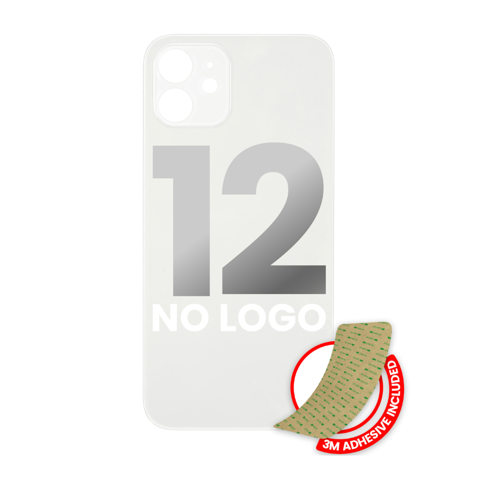 Back Glass With 3M Adhesive Compatible For IPhone 12 (No Logo / Large Camera Hole) (White)