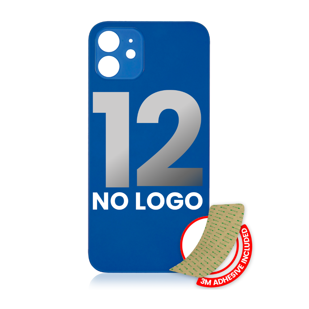 Vidrio trasero con adhesivo 3M compatible con iPhone 12 (sin logotipo / orificio para cámara grande) (azul) 