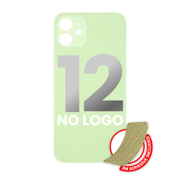 Back Glass With 3M Adhesive Compatible For IPhone 12 (No Logo / Large Camera Hole) (Green)