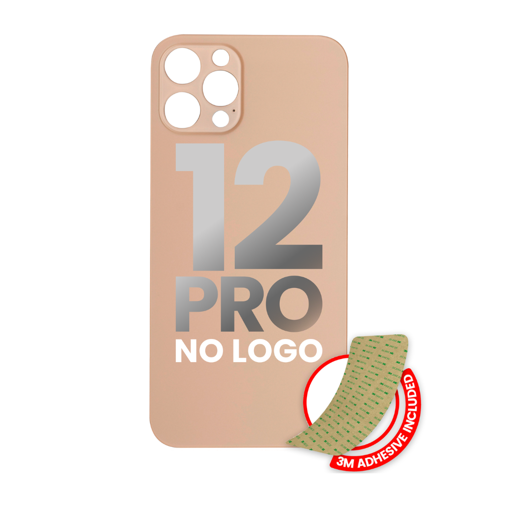 Vidrio trasero con adhesivo 3M compatible con iPhone 12 Pro (sin logotipo / orificio para cámara grande) (dorado) 