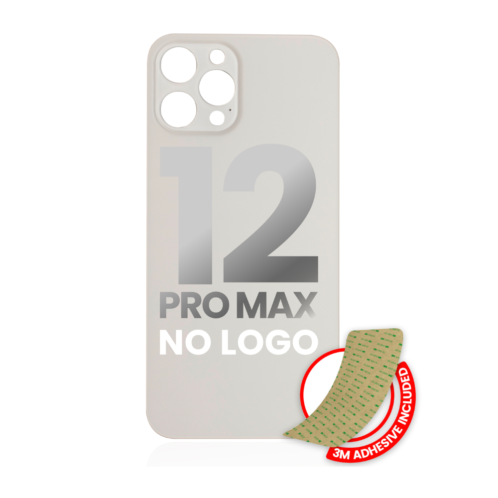 Back Glass With 3M Adhesive Compatible For IPhone 12 Pro Max (No Logo / Large Camera Hole) (Silver)