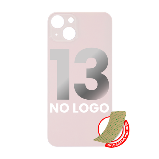 Vidrio trasero con adhesivo 3M compatible con iPhone 13 (sin logotipo / orificio para cámara grande) (rosa) 