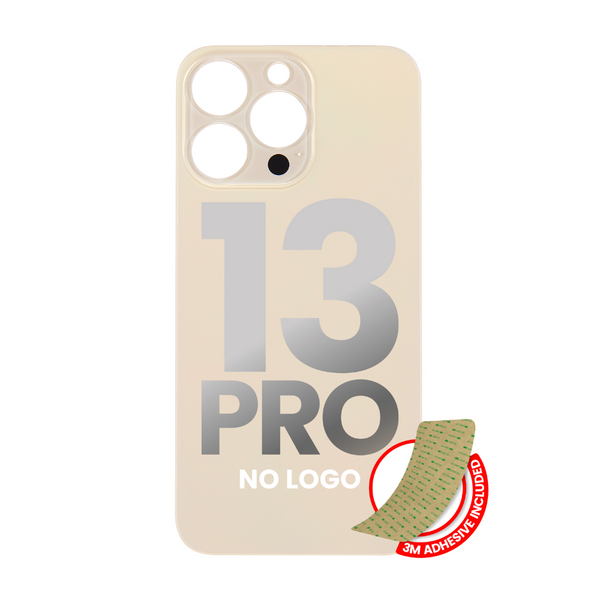 Vidrio trasero con adhesivo 3M compatible con iPhone 13 Pro (sin logotipo / orificio para cámara grande) (dorado) 