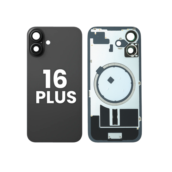 Back Glass with Frame and MagSafe Magnet for iPhone 16 Plus (NO LOGO) (BLACK)