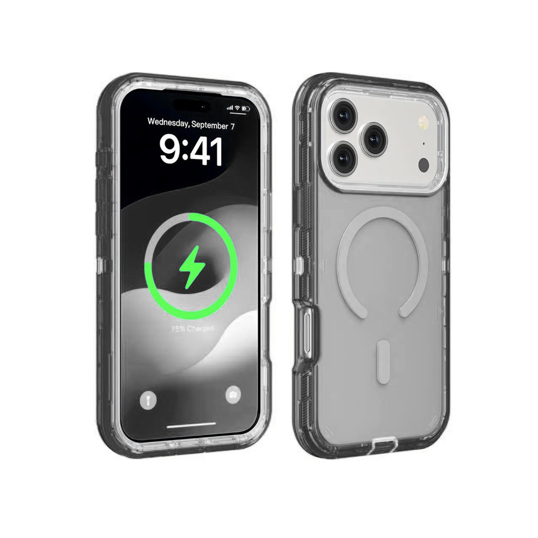 Wireless Charging Transparent Shockproof Case - PINK for iPhone 17 Pro Max