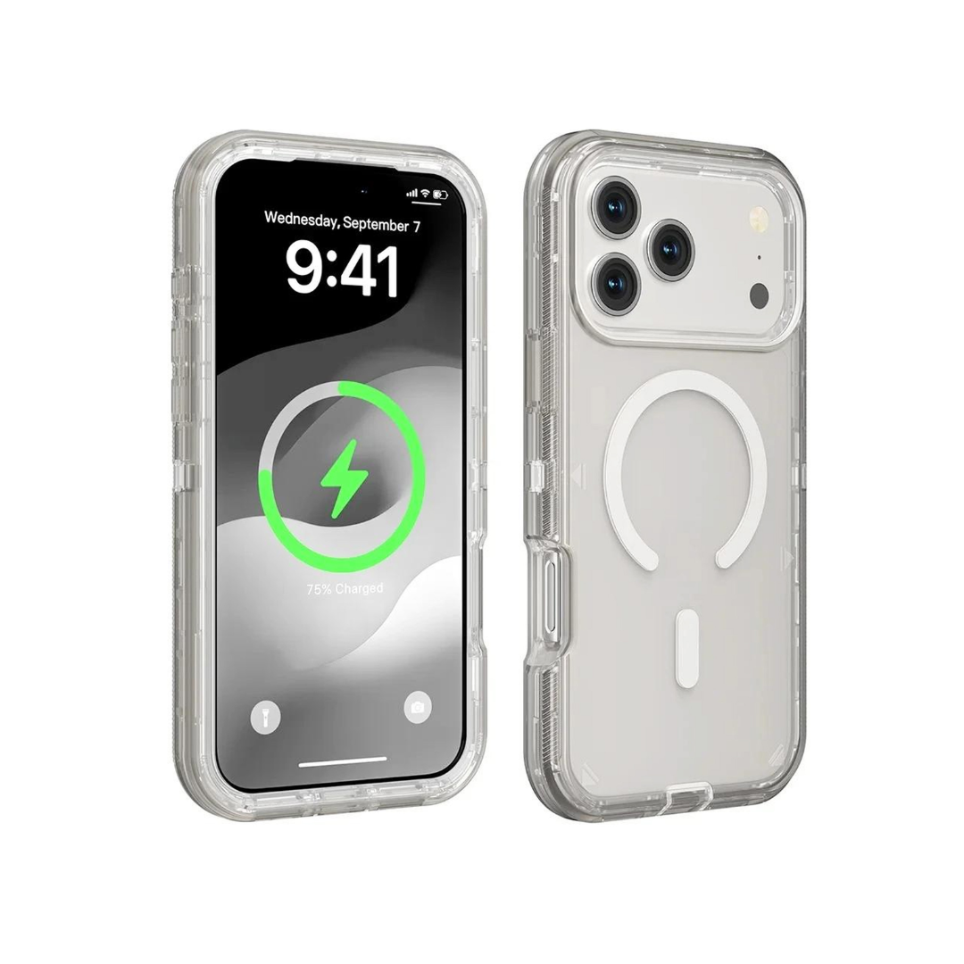 Wireless Charging Transparent Shockproof Case - PINK for iPhone 17 Pro Max