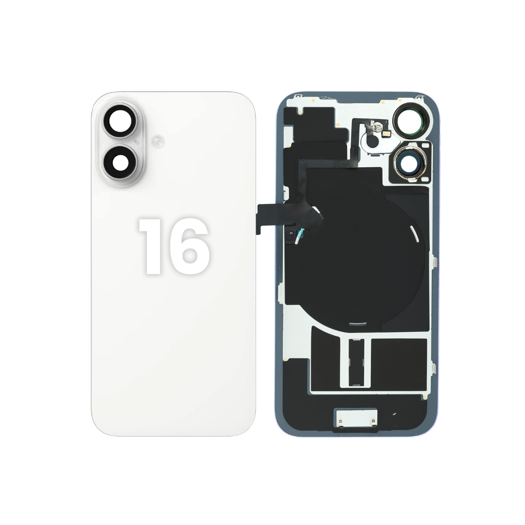 Cristal trasero con NFC inalámbrico e imán MagSafe para iPhone 16 (SIN LOGO) (NEGRO)