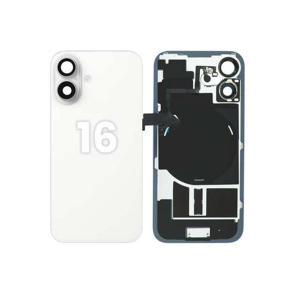 Cristal trasero con NFC inalámbrico e imán MagSafe para iPhone 16 (SIN LOGO) (NEGRO)
