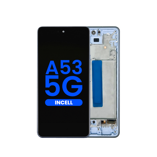 Conjunto de pantalla LCD (AZUL IMPRESIONANTE) (Incell de repuesto) con marco para Galaxy A53 5G (A536/2022) (6,46") (sin sensor de huellas dactilares)
