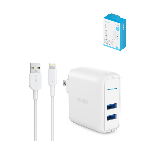 Anker PowerPort PD 2 USB A Wall Adapter w/ 3ft USB A to Lightning Cable (24W)