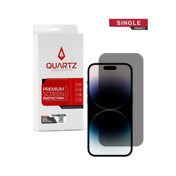 Cristal templado de cuarzo para privacidad para iPhone 15 Plus/15 Pro Max (paquete individual)