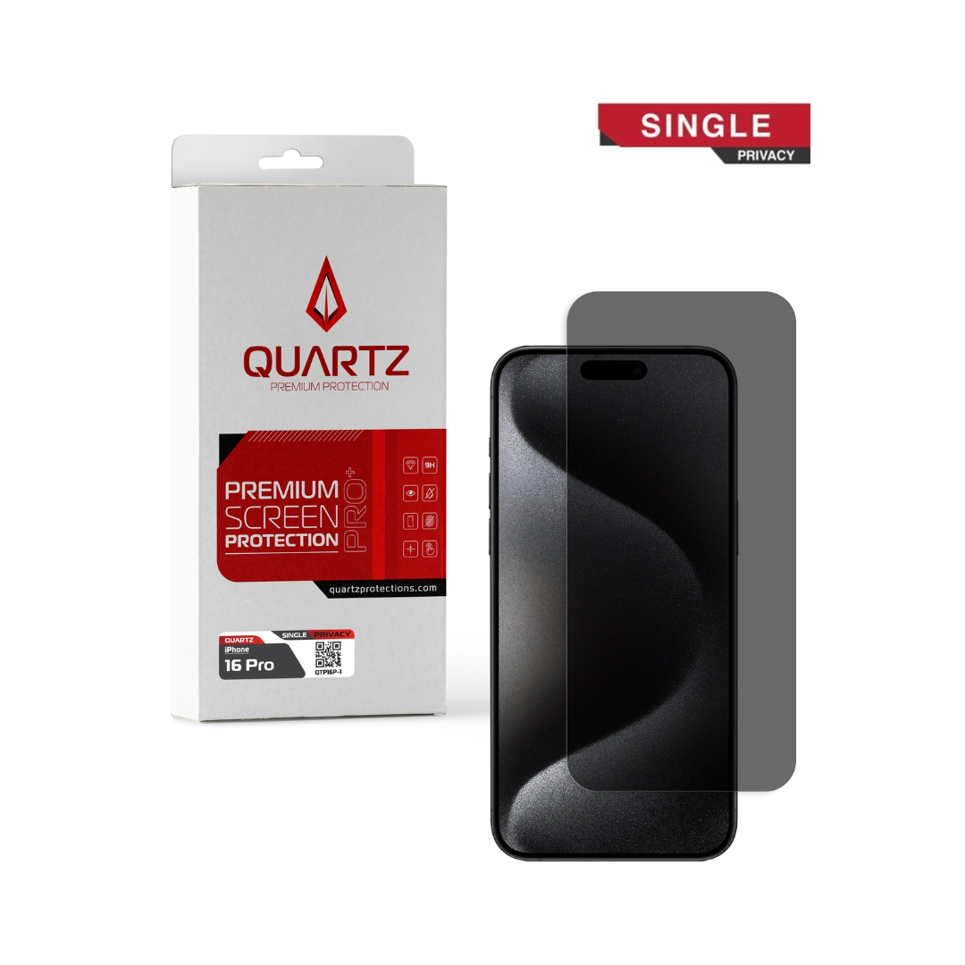 QUARTZ Privacy Tempered Glass for iPhone 16 Pro / 17 / 17 Pro (Single Pack)