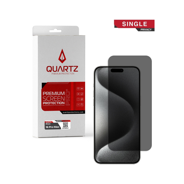 Cristal templado de cuarzo para privacidad para iPhone 16 Pro Max / 17 Pro Max (paquete individual)