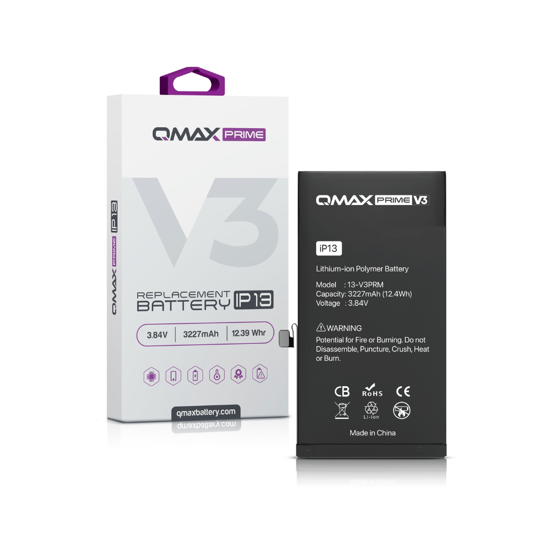 QMAX Prime V3 Replacement Battery for iPhone 13 (No Pop-Up) (3227 mAh)