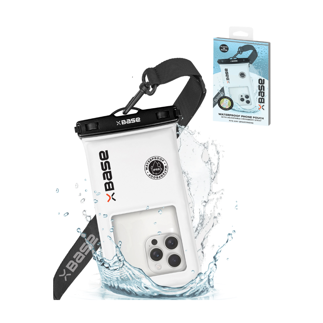 xBase by PowerPeak - Universal Waterproof Pouch w/Crossbody Strap - WHITE