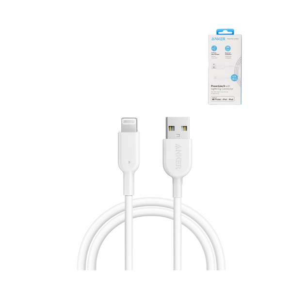 Anker Powerline II USB A-Lightning Connector (6ft) (12W) (WHITE)
