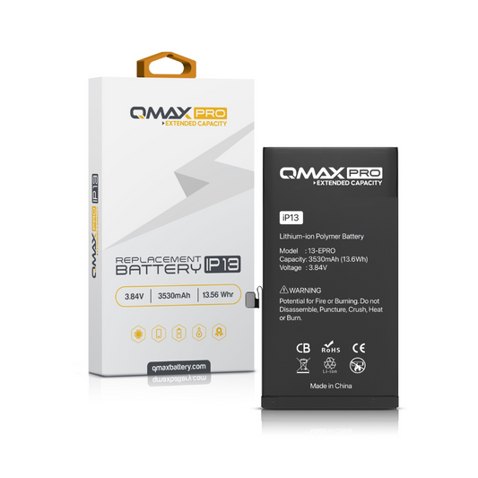 Batería de repuesto QMAX Pro de capacidad extendida para iPhone 13 (3530 mAh)