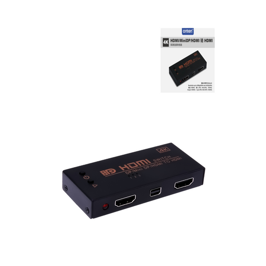 Divisor/conmutador HDMI inteligente Onten (HDMI/MINI DP/DP a HDMI)