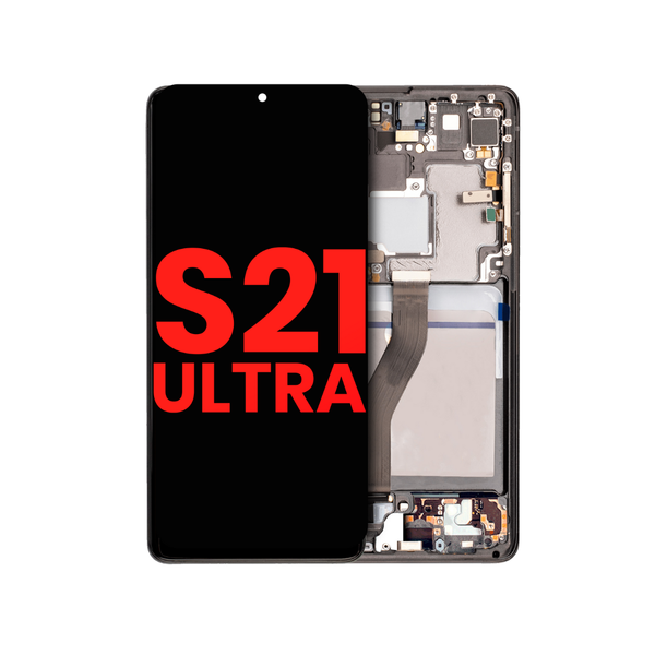 Conjunto OLED con marco compatible con Samsung Galaxy S21 Ultra 5G (Aftermarket Plus) (Phantom Black)