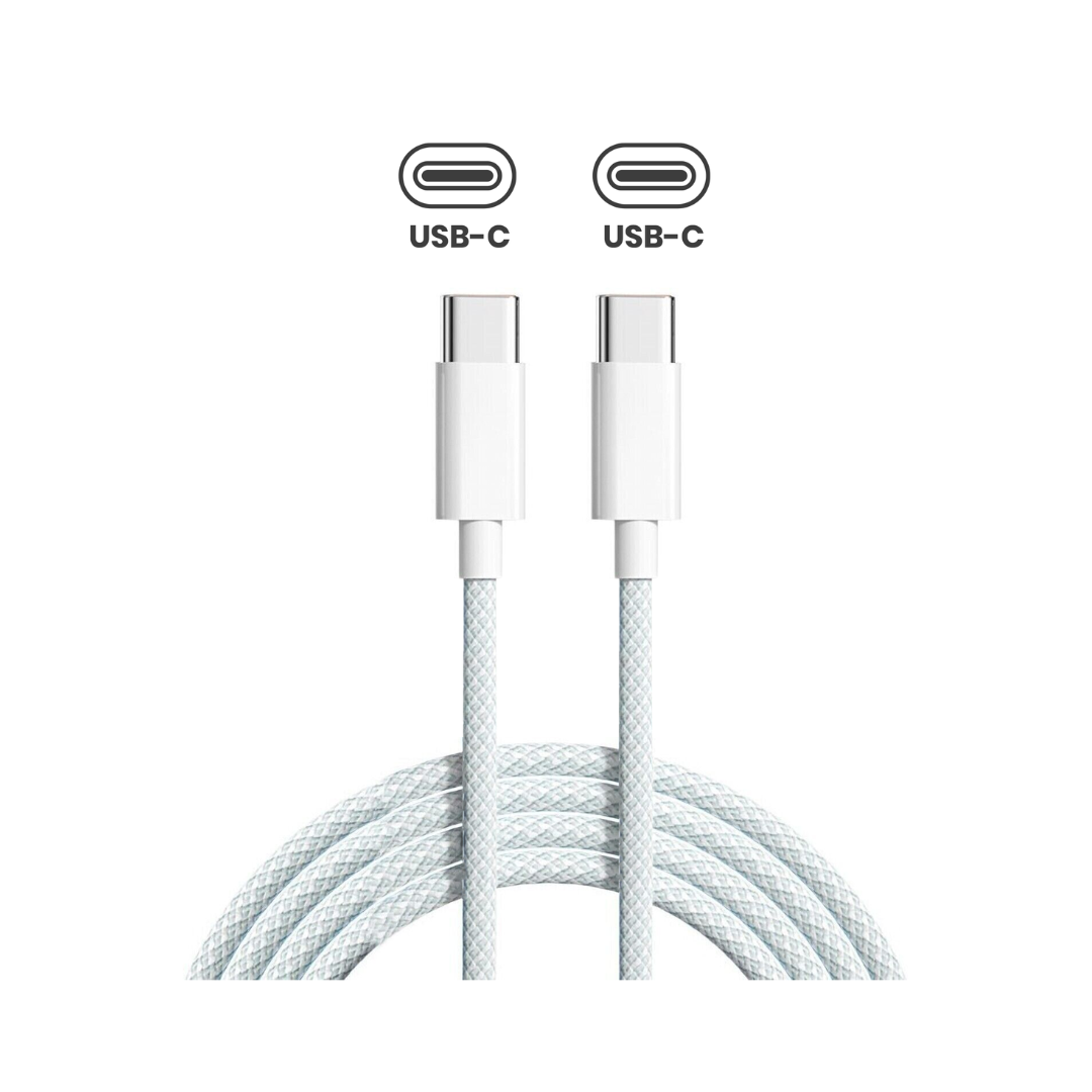 Cable trenzado USB-C a C (90 cm) para iPhone/iPad (nuevo, calidad OEM)