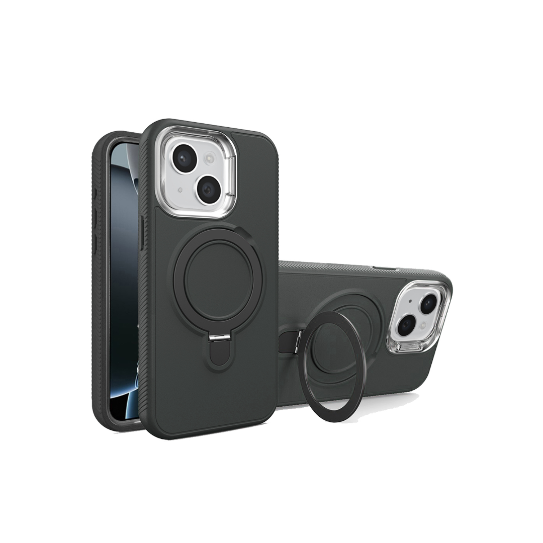 Funda resistente con soporte de carga inalámbrica - NEGRA para iPhone 14 Plus/15 Plus