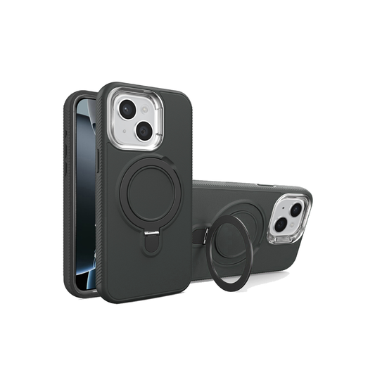 Support Heavy Duty Case w/ Wireless Charging Kickstand - BLACK for iPhone 14 Plus / 15 Plus