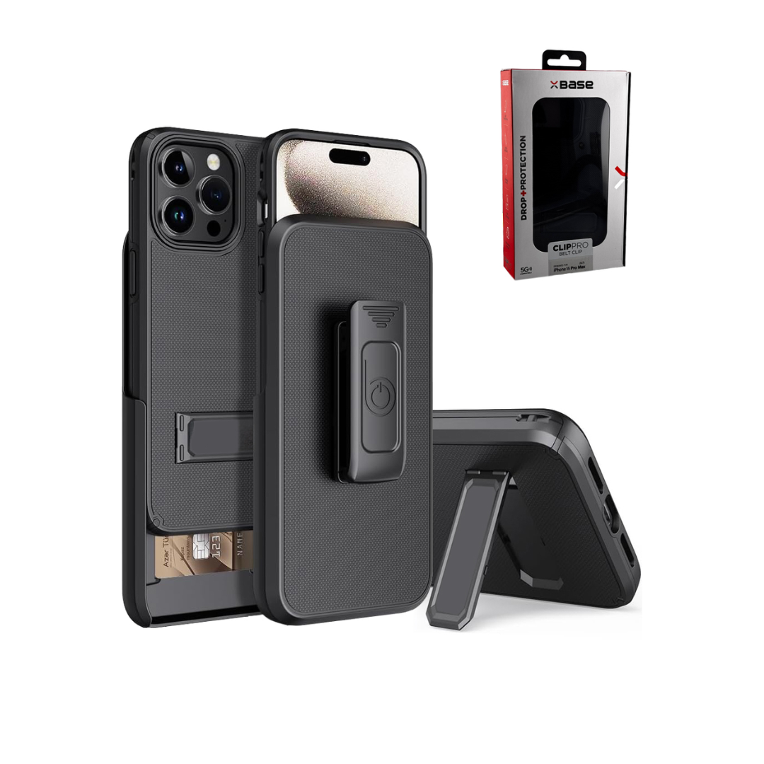 xBase by PowerPeak - Duraclip Series Combo Case MagSafe Belt Clip Holster for iPhone 15 Pro Max