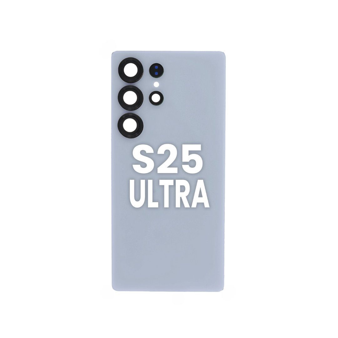 Cristal trasero con lente de cámara y adhesivo para Galaxy S25 Ultra (AZUL PLATA TITANIO)