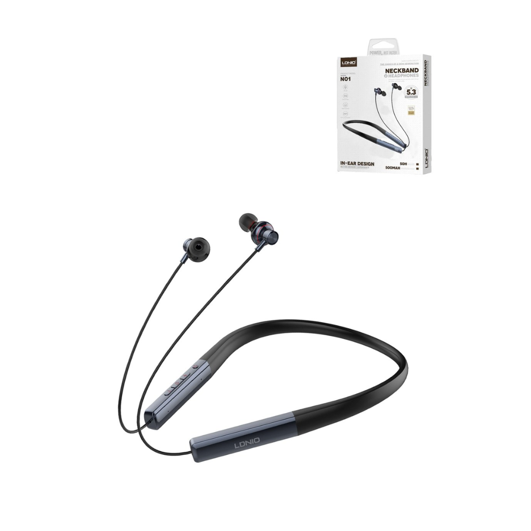 LDNIO N01 High Quality Neckband Headphones 5.3 Wireless (500 mAh) (BLACK / BLUE)