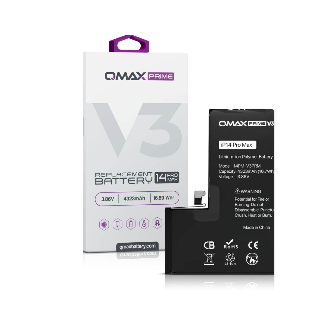 QMAX Prime V3 Replacement Battery for iPhone 14 Pro Max (No Pop-Up) (4323 mAh)