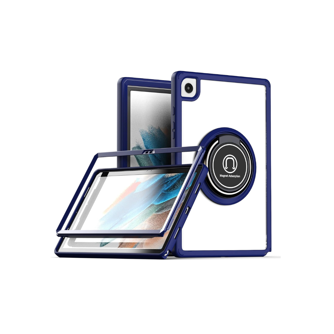 Hard PC Rear / Soft TPU Colorful Border Case with I-ring Holder - BLUE for Galaxy Tab A7 Lite (T220 / T225) 8.7