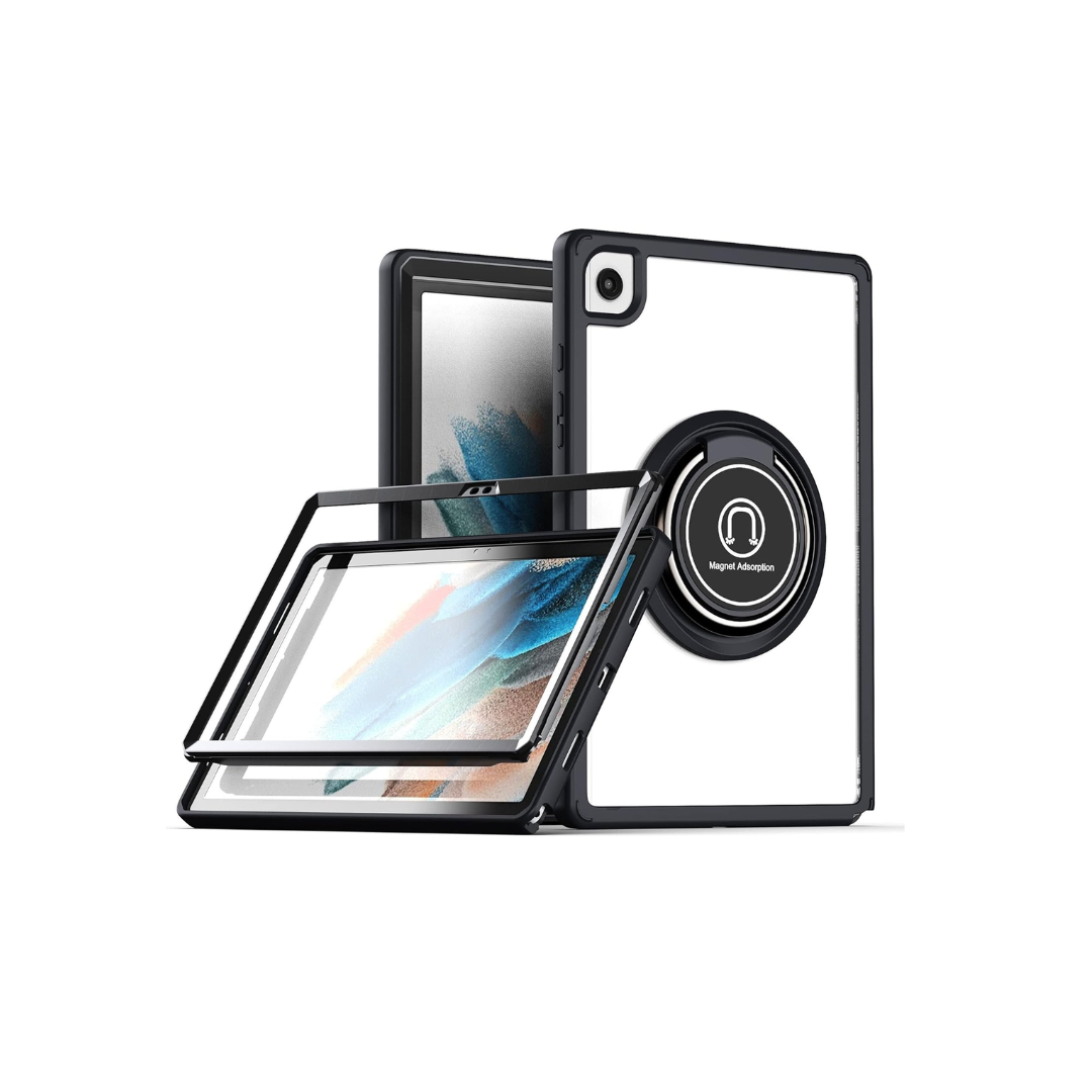 Hard PC Rear / Soft TPU Colorful Border Case with I-ring Holder - BLACK for Galaxy Tab S7 / S8 (T870 / T875 / T876B) 11