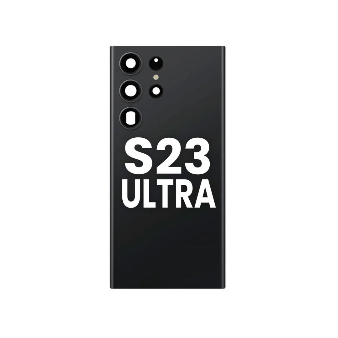 Back Glass with Camera Lens and Adhesive for Galaxy S23 Ultra (PHANTOM BLACK)