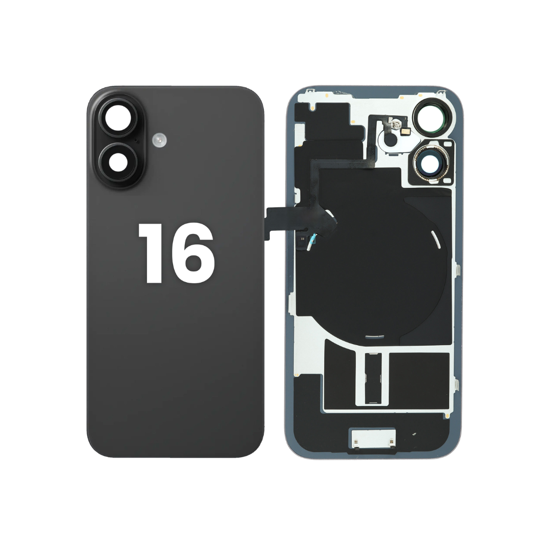 Back Glass with Wireless NFC and MagSafe Magnet for iPhone 16  (NO LOGO) (BLACK)